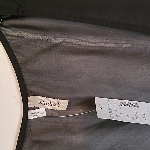 NWT Maurices sheer black blouse with sequins & beads L - Picture 2 of 5